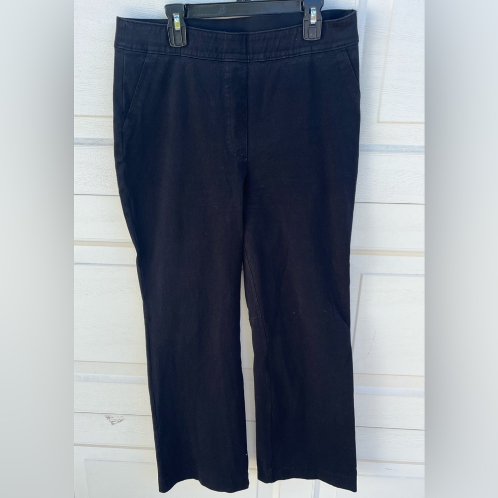 Women's Spanx black pull on stretch pants wide legs L
